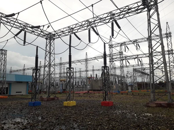 High Voltage Electricity Substation Part Electrical Generation Transmission Distribution System — Stock fotografie