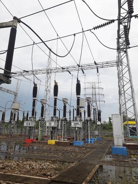 High Voltage Electricity Substation Part Electrical Generation Transmission Distribution System — Stock Photo, Image
