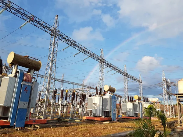 rainbow and bright blue sky at the substation