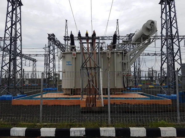 High Voltage Electricity Substation Part Electrical Generation Transmission Distribution System 스톡 사진