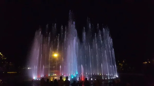 Atração Fonte Show Dança Água Noite Para Atrair Visitantes Para — Fotografia de Stock