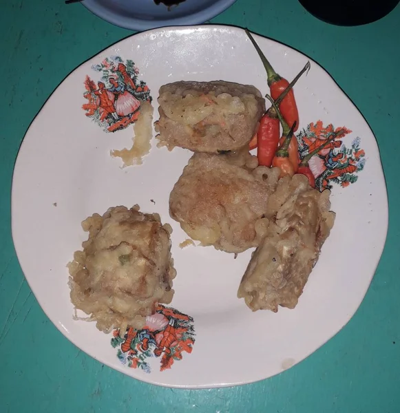 Deep Fried Tempeh Tempe Mendoan Traditional Food Made Tempeh Covered — Stock Photo, Image