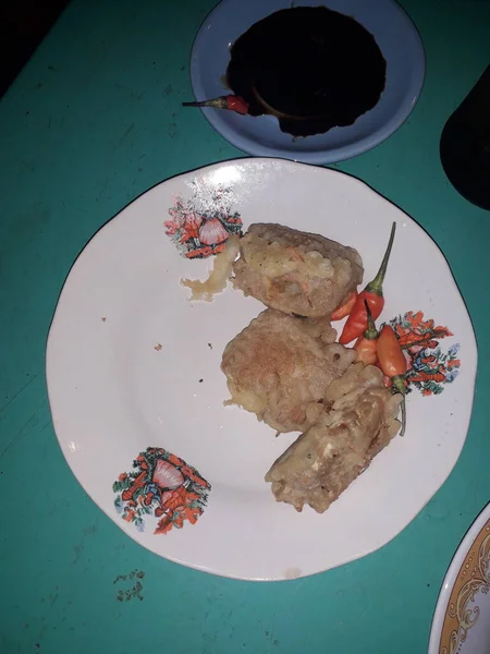 Tempeh Frit Tempe Mendoan Est Aliment Traditionnel Base Tempeh Recouvert — Photo