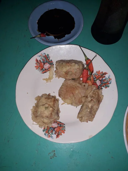 Deep Fried Tempeh Tempe Mendoan Traditional Food Made Tempeh Covered — Stock Photo, Image