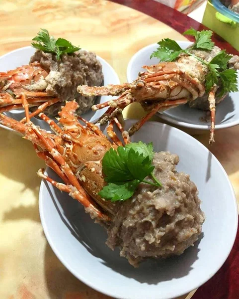 Alimento Tradicional Indonesio Llamado Bakso Udang Langosta Bola Carne Con —  Fotos de Stock