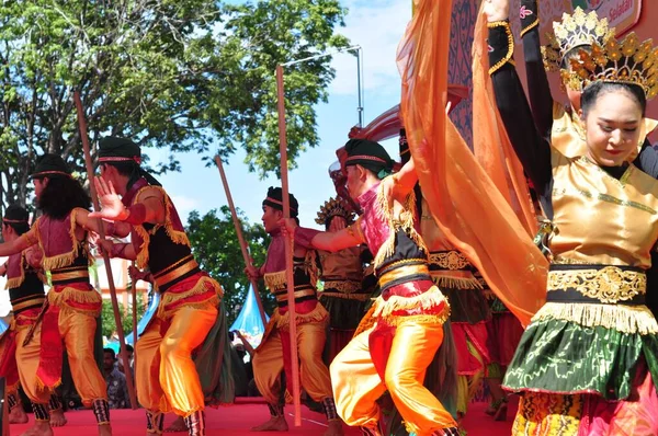 Banjarmasin Süd Kalimantan Indonesien Oktober 2021 Dayak Tänze Bei Einem — Stockfoto