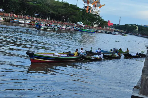 Banjarmasin Kalimantan Sud Indonésie Décembre 2021 Marché Flottant Traditionnel Village — Photo