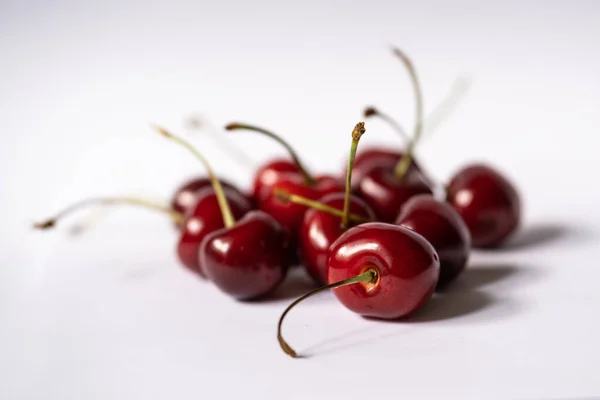 Close-up sweet cherries with stems