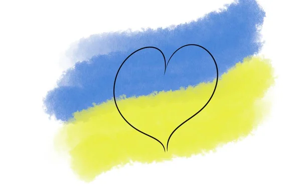 Ukrainska flaggan. Begreppet stöd till Ukraina och det ukrainska starka folket. Den patriotiska andan hos ett starkt och oberoende ukrainskt folk. Hjärtat älskar moderlandet - Ukraina. — Stockfoto
