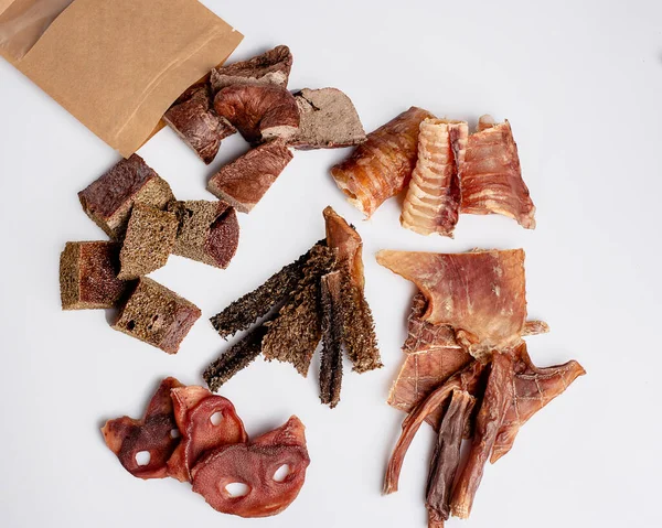 Natural Dried Treats Dogs Treats Rewarding Training Dogs Dried Meat — Foto Stock