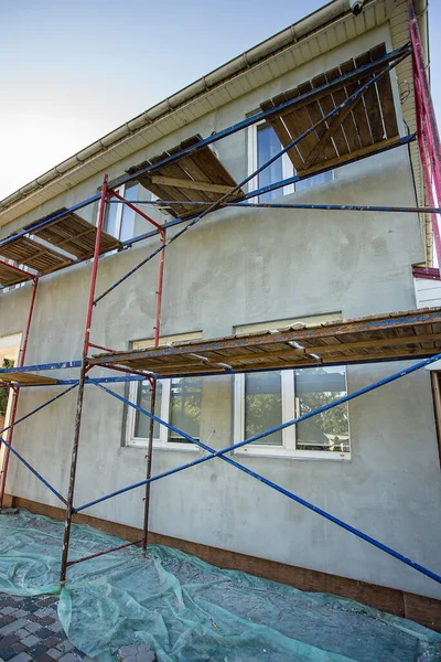 Modern Repair Reconstruction House Insulation House Polystyrene Foam Plastering Applying — Stockfoto