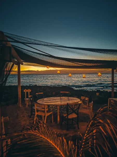 Sunset Bahia Beach Club Palm Mar Tenerife Canary Island — Zdjęcie stockowe