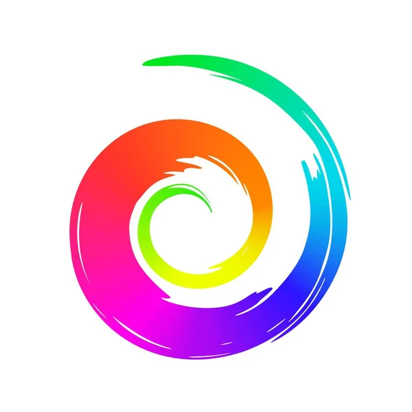 Arco iris pintado a mano remolino símbolo aislado sobre fondo blanco — Vector de stock