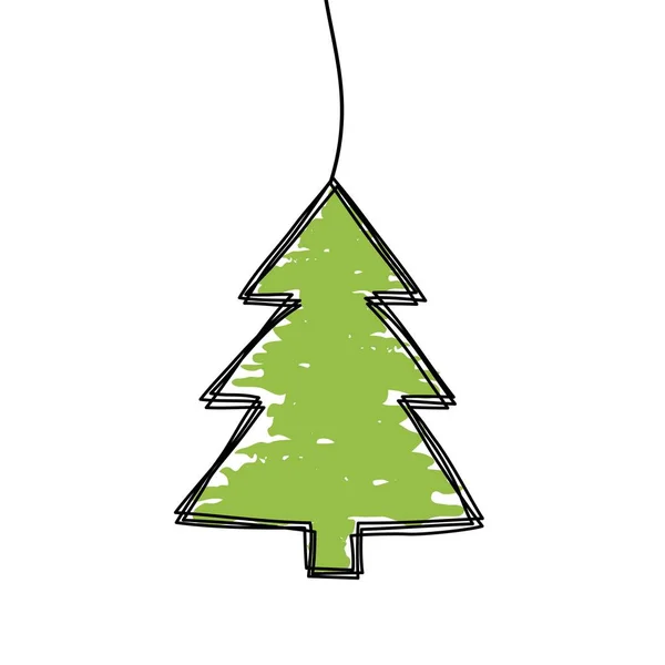 Tangled garabato gruñón Navidad Pino decoración del árbol — Vector de stock