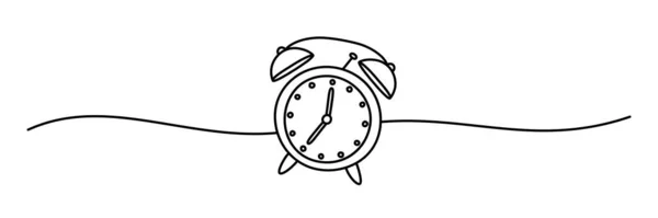Reloj Despertador Banner Mano Dibujado Con Línea Fina Reloj Estilo — Archivo Imágenes Vectoriales