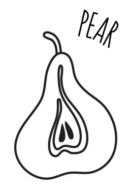 Beyaz arka planda izole edilmiş ince çizgili armut el çizimi