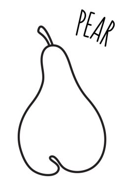 Beyaz arka planda izole edilmiş ince çizgili armut el çizimi