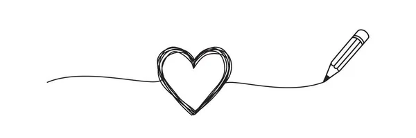 Grovigliato grungy cuore scarabocchiare disegnato con un concetto di matita — Vettoriale Stock
