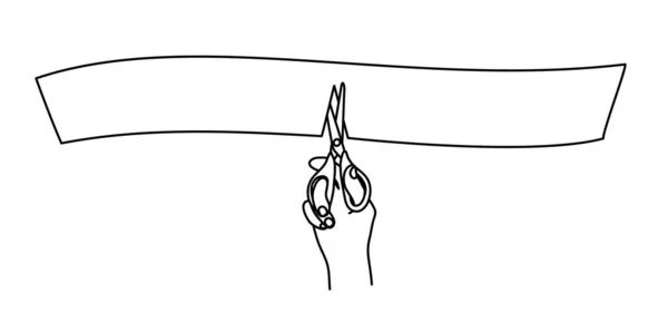 Fita de corte banner mão desenhada com uma única linha — Vetor de Stock