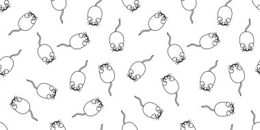 Seamless pattern with doodle mice. Hand drawn mouse background. Vector illustration