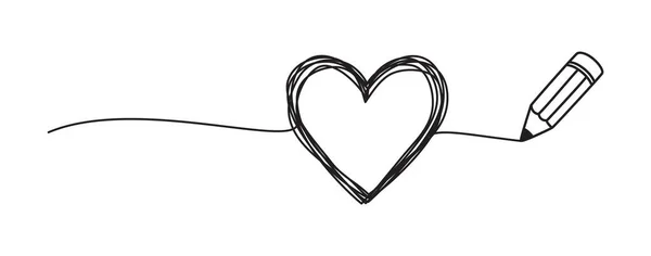 Wirrwarr grungy heart kritzeln mit einem Bleistift-Konzept gezeichnet — Stockvektor