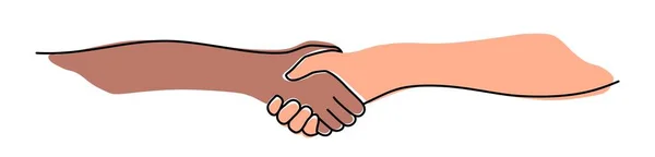 Handslag, överenskommelse, introduktion banner hand dras med en linje — Stock vektor