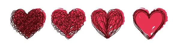Banner de corações rabiscos desenhado à mão isolado em branco —  Vetores de Stock
