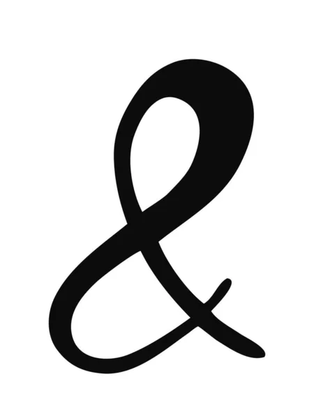 Hand painted black ink ampersand symbol isolated on white — Stock Vector