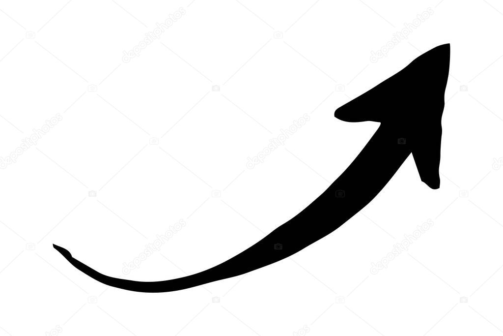 Hand painted arrow drawn with ink brush isolated on white background. Victor illustration