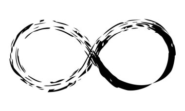 Sonsuzluk sembolü, grunge fırça darbesi ve siyah boyayla boyanmış. Vektör illüstrasyonu.