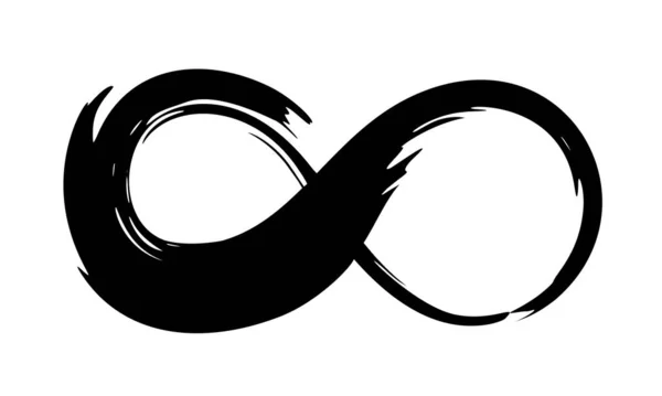 Infinity Symbol Handbemalt Mit Grunge Pinselstrich Und Schwarzer Farbe Vektorillustration — Stockvektor