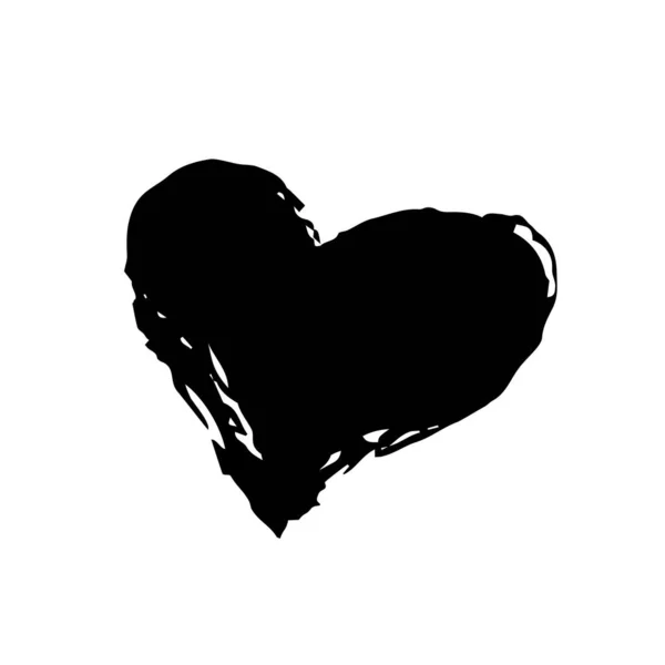 グランジハートバレンタインデー 象徴的な手のブラシとインクで 白の背景に隔離された塗装 ベクターイラスト — ストックベクタ