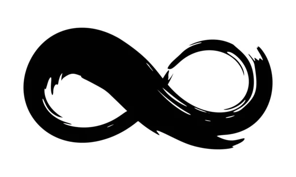 Infinity Symbool Hand Geschilderd Met Grunge Penseelstreek Zwarte Verf Vectorillustratie — Stockvector