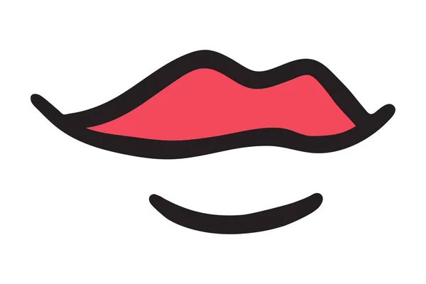 Rote Lippen Von Hand Mit Pinsel Und Schwarzem Stift Gezeichnet — Stockvektor