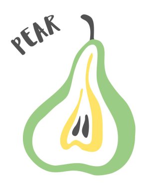 Beyaz arka planda mürekkep fırçasıyla boyanmış armut çizimi. Vektör illüstrasyonu