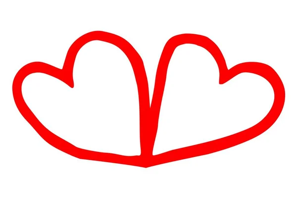 Ręka Connected Hearts Narysowana Cienką Linią Element Graficzny Zaproszenia Ślub — Wektor stockowy