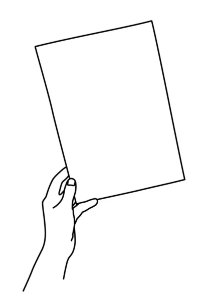 Χέρι Κρατώντας Φύλλο Χαρτιού Χέρι Που Λεπτή Γραμμή Παρουσιάζοντας Έγγραφο — Διανυσματικό Αρχείο