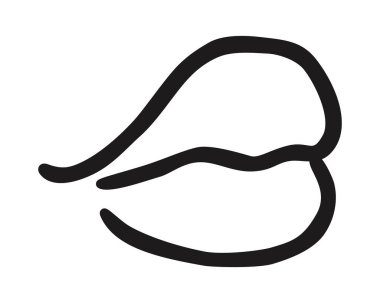 Siyah dudaklar mürekkep fırçasıyla çizilmiş, beyaz arka planda izole edilmiş. Vektör illüstrasyonu