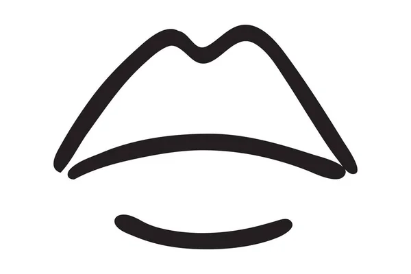 Schwarze Lippen Von Hand Mit Tuschmalpinsel Gezeichnet Isoliert Auf Weißem — Stockvektor