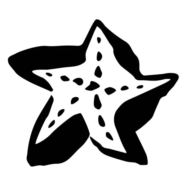 ブラシストロークで描かれた海の星魚の手 白を基調としたベクトルイラスト — ストックベクタ