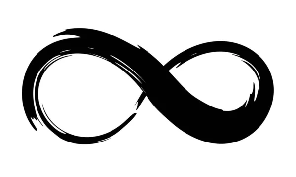 Infinity Symbool Hand Geschilderd Met Grunge Penseelstreek Zwarte Verf Vectorillustratie — Stockvector