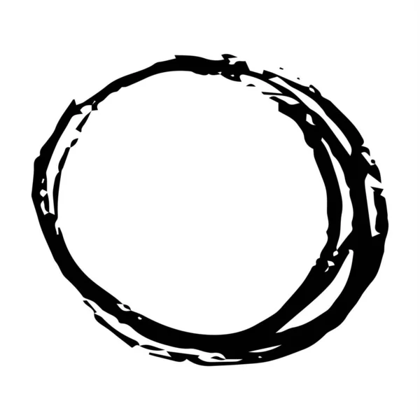 Grunge Circle Hand Painted Ink Paint Isolated White Background Vector — Stock Vector