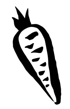 Beyaz arka planda mürekkep fırçasıyla boyanmış havuç resmi. Vektör illüstrasyonu