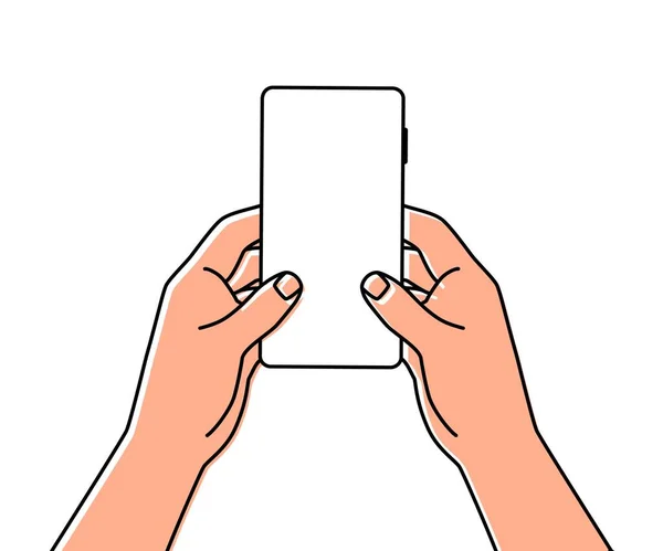 Mains Masculines Tenant Téléphone Portable Main Dessinée Avec Une Ligne Illustrations De Stock Libres De Droits