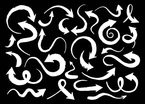 Ensemble Dessiné Main Différentes Flèches Dans Différentes Formes Formes Peintes — Image vectorielle