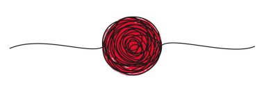 Karmaşık bir pankart, ince çizgili çizgili, ayracı şekilli bir el. Beyaz arka planda izole edilmiş. Vektör illüstrasyonu