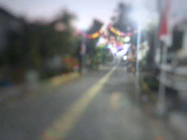 Blurry Village Street Defocus Background Evening Celebrate Indonesian Independence Day — 스톡 사진
