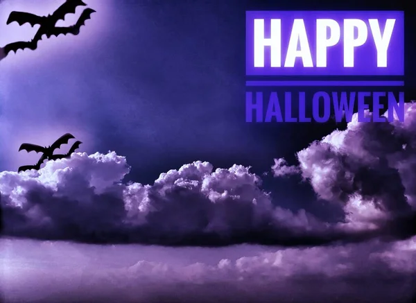 Happy Halloween Word Blurry Defocus Dotted Pink Violet Background Modern — Stock Photo, Image