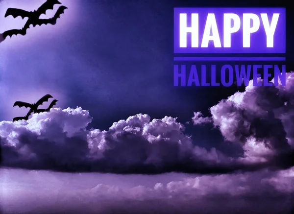 Happy Halloween Word Blurry Defocus Dotted Pink Violet Background Modern — 图库照片