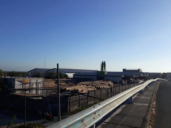 Fábrica Madera Industria Maderera Que Produce Madera Contrachapada Bajo Cielo —  Fotos de Stock